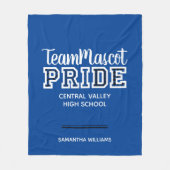 Blue School Pride Mascot Name Fleece Blanket (Voorkant)