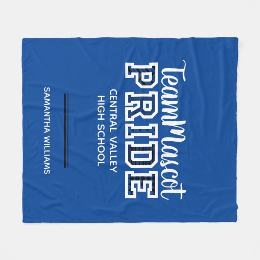 Blue School Pride Mascot Name Fleece Blanket (Voorkant (Horizontaal))