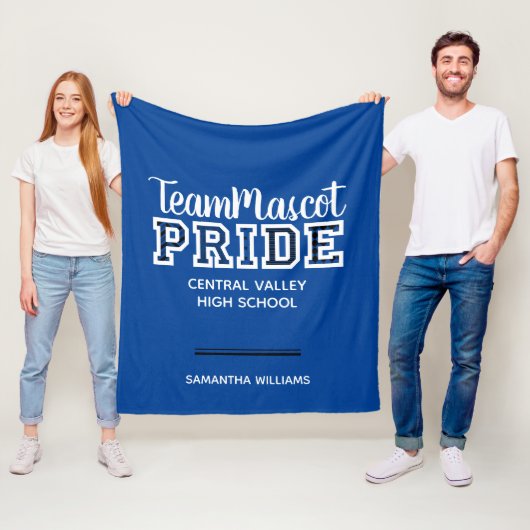 Blue School Pride Mascot Name Fleece Blanket Deken (In situ)