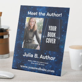 Blue Sci-Fi Author Event Book wordt gelanceerd Reclamebord Met Voetstuk