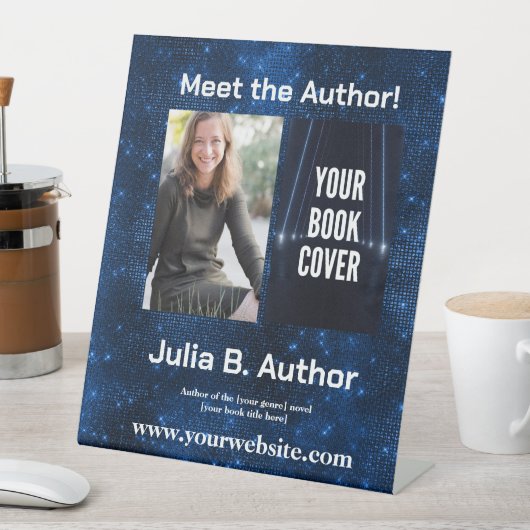 Blue Sci-Fi Author Event Book wordt gelanceerd Reclamebord Met Voetstuk (Insitu)