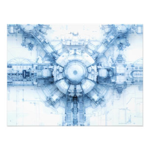 Blue Sci-Fi Space Base Foto Afdruk