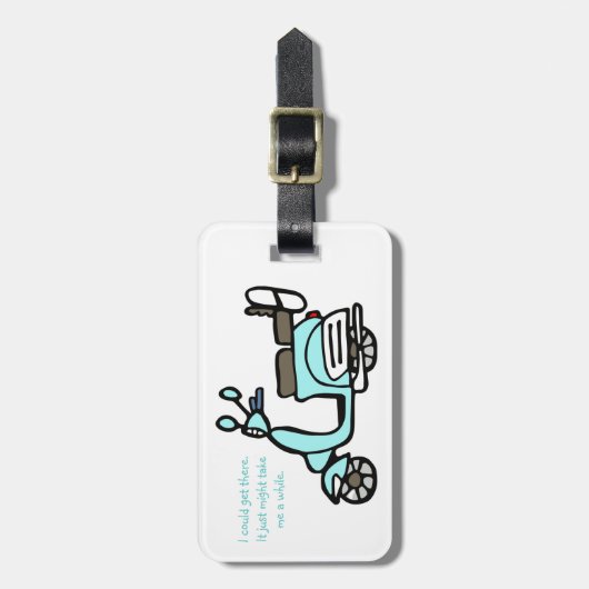 Blue Scooter Bagagelabel "Ik kan..." (Voorkant verticaal)