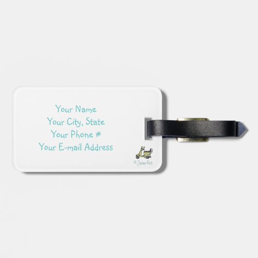  Blue Scooter Bagagelabel "Ik kan..." (Achterkant horizontaal)