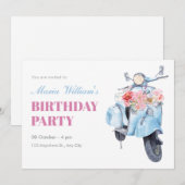 Blue Scooter Verjaardag Kaart (Voorkant / Achterkant)
