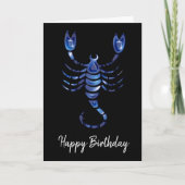 Blue Scorpio Sign Birthday Kaart (Voorkant)