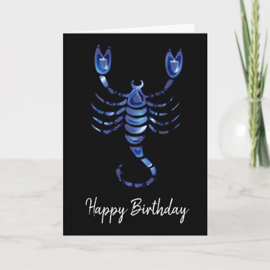 Blue Scorpio Sign Birthday Kaart (Voorkant)
