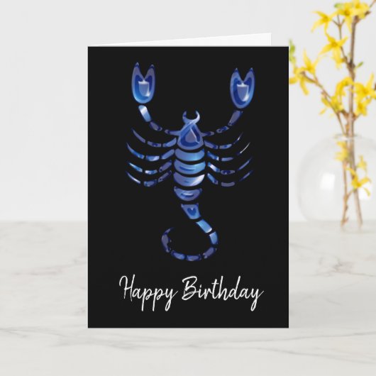 Blue Scorpio Sign Birthday Kaart (Gele Bloem)