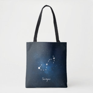 Blue Scorpio Zodiac Sign Constellation Tote Bag