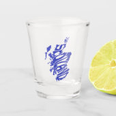 Blue Scotland Silhouette Word Art Shot Glas (Voorkant)