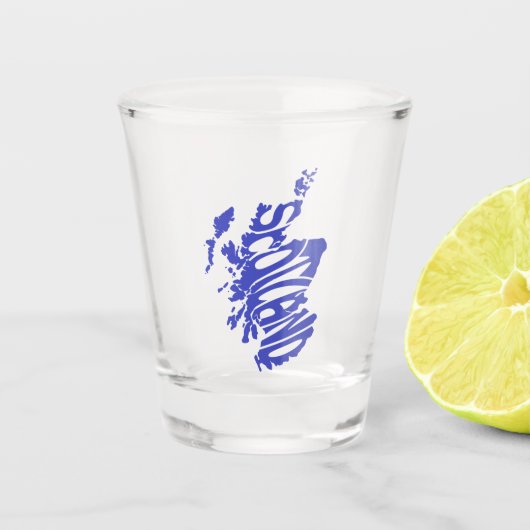 Blue Scotland Silhouette Word Art Shot Glas (Voorkant)