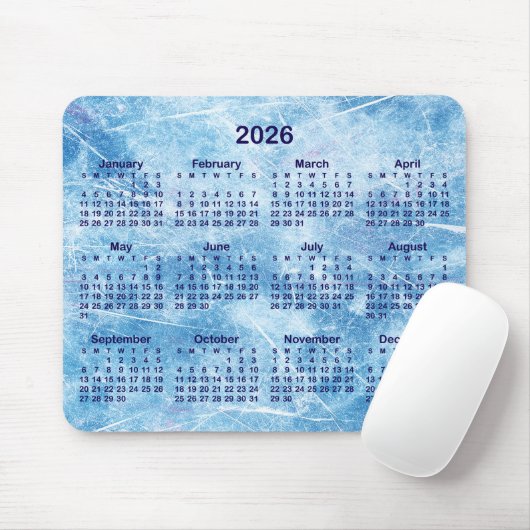 Blue Scratched Ice 2026 Calendar Muismat (Met muis)