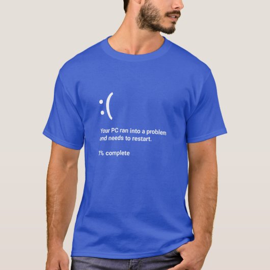 Blue Screen of Death Funny Windows Error Message T-shirt (Voorkant)