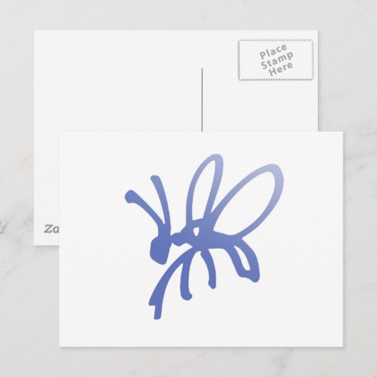 Blue Scribble Bug Briefkaart (Voorkant / Achterkant)