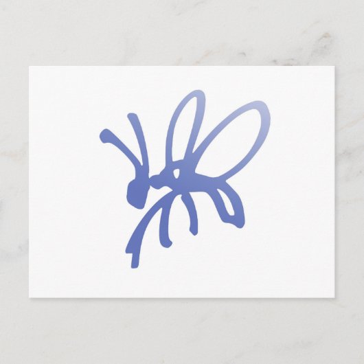 Blue Scribble Bug Briefkaart (Voorkant)