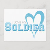 Blue Scribble Heart - Ik hou van mijn soldaat Briefkaart (Voorkant)