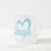 Blue Scribble Heart - Ik hou van mijn soldaat Matglas Koffiemok (Voorkant rechts)