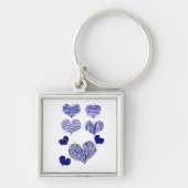 Blue Scribble Hearts Sleutelhanger (Voorkant)