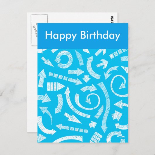 Blue Scribled Arrows-Briefkaart Briefkaart (Voorkant / Achterkant)