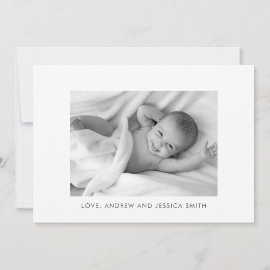 Blue Script Boy Foto geboorteaankondiging Kaart (Achterkant)