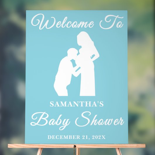 Blue Script Christmas Baby shower Welkom Acryl Bord (Neutraal)