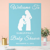 Blue Script Christmas Baby shower Welkom Acryl Bord (Huwelijk)