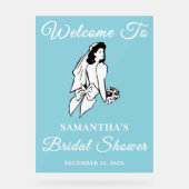 Blue Script Christmas Vrijgezellenfeest Welkom Acryl Bord (Voorkant)