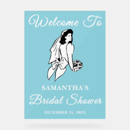 Blue Script Christmas Vrijgezellenfeest Welkom Acryl Bord