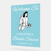 Blue Script Christmas Vrijgezellenfeest Welkom Acryl Bord (Hoek)