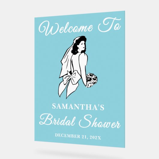 Blue Script Christmas Vrijgezellenfeest Welkom Acryl Bord (Hoek)