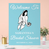 Blue Script Christmas Vrijgezellenfeest Welkom Acryl Bord (Huwelijk)