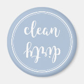 Blue  Script Clean Dirty Dishwaser Magnet (Voorkant)