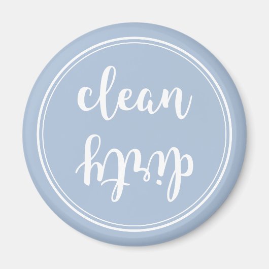 Blue  Script Clean Dirty Dishwaser Magnet (Voorkant)