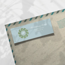 Blue Script Monogram Wreath Holiday Return-adres