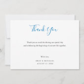 Blue Script Photo Beach Weddenschap Hartelijk dank Kaart (Achterkant)