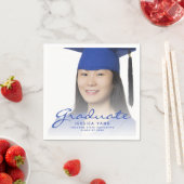 Blue Script Photo Graduation Party Servet (Insitu)