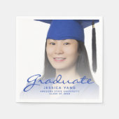 Blue Script Photo Graduation Party Servet (Voorkant)