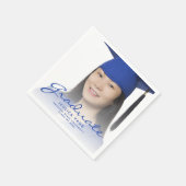 Blue Script Photo Graduation Party Servet (Hoek)