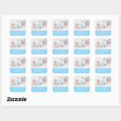 Blue Script Sweet Modern Boy Geboortefoto Vierkante Sticker (Vel)