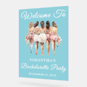 Blue Script Winter Bachelorette Party Welkom Acryl Bord (Hoek)