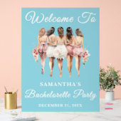 Blue Script Winter Bachelorette Party Welkom Acryl Bord (Huwelijk)