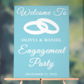 Blue Script Winter Engagement Party Welkom Acryl Bord (Neutraal)