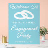 Blue Script Winter Engagement Party Welkom Acryl Bord (Huwelijk)