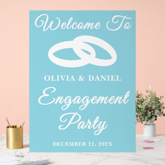 Blue Script Winter Engagement Party Welkom Acryl Bord (Huwelijk)