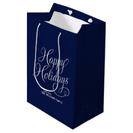 Blue Scripted Prettige feestdagen Medium Cadeauzakje