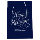 Blue Scripted Prettige feestdagen Medium Cadeauzakje (Voorkant)