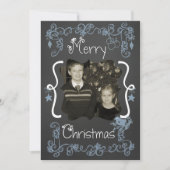 Blue Scrolls Gepersonaliseerd Foto Vakantie Kaart (Voorkant)