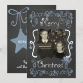 Blue Scrolls Gepersonaliseerd Foto Vakantie Kaart (Voorkant / Achterkant)