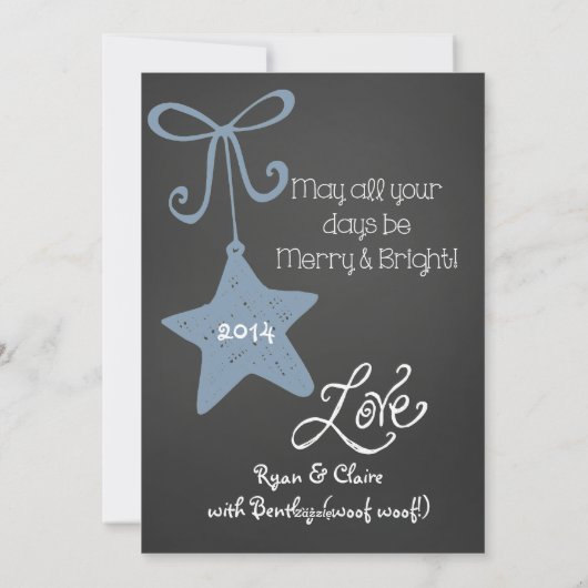 Blue Scrolls Gepersonaliseerd Foto Vakantie Kaart (Achterkant)