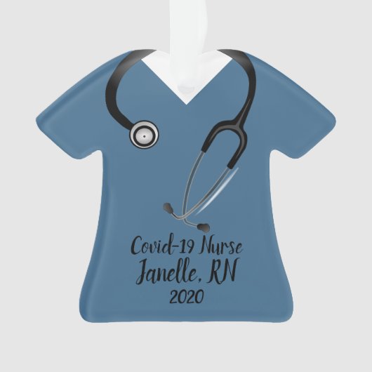 Blue Scrub Top Nurse 2020 Ornament (voorkant)